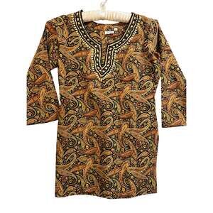 Unbranded Paisley Embroidered Tunic Top Blouse Size 38 (373_U)